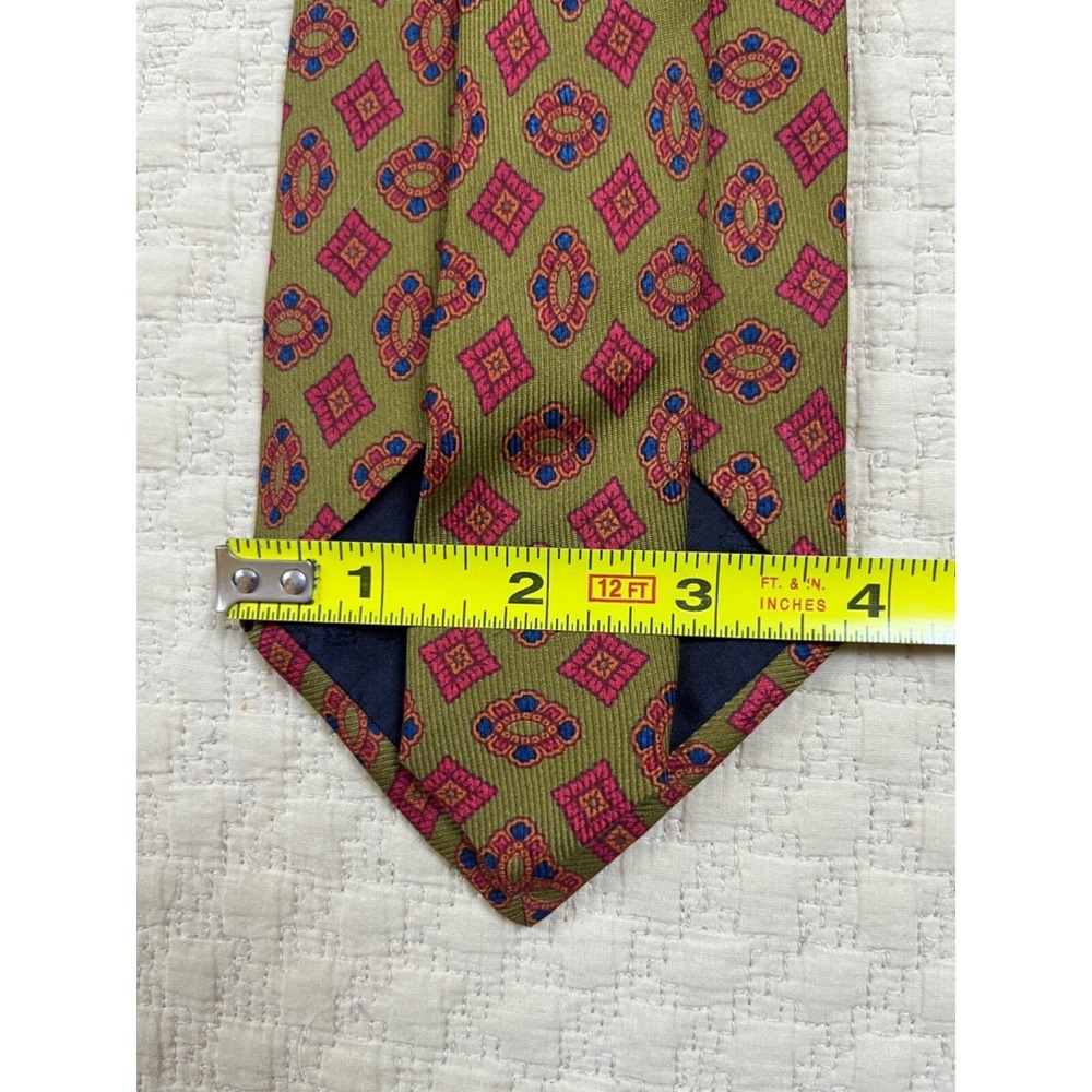 Etro Jacquard Silk Tie NWT Retro 1970s | Green Red Blue | 54"L 4"W - Picture 6 of 7
